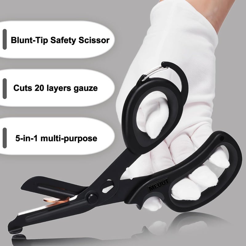 MEUUT 2 Pack Medical Scissors Trauma Shears with Carabiner design for left and right hand, 7.5" Fluoride Coated Non-stick Blades Bandage Scissor for Nurses, EMT, Household, outdoors - Image 3